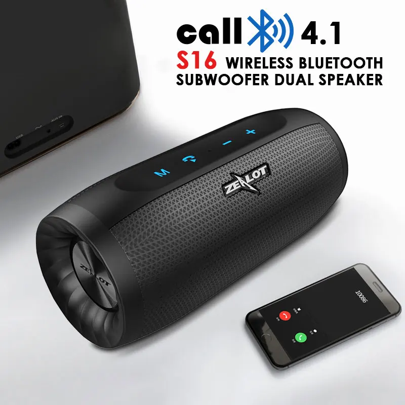 

S16 3D Stereo Bluetooth Speaker HIFI Stereo Bass Portable Wireless Speakers Outdoor Soundbar Subwoofer High Power Music Column