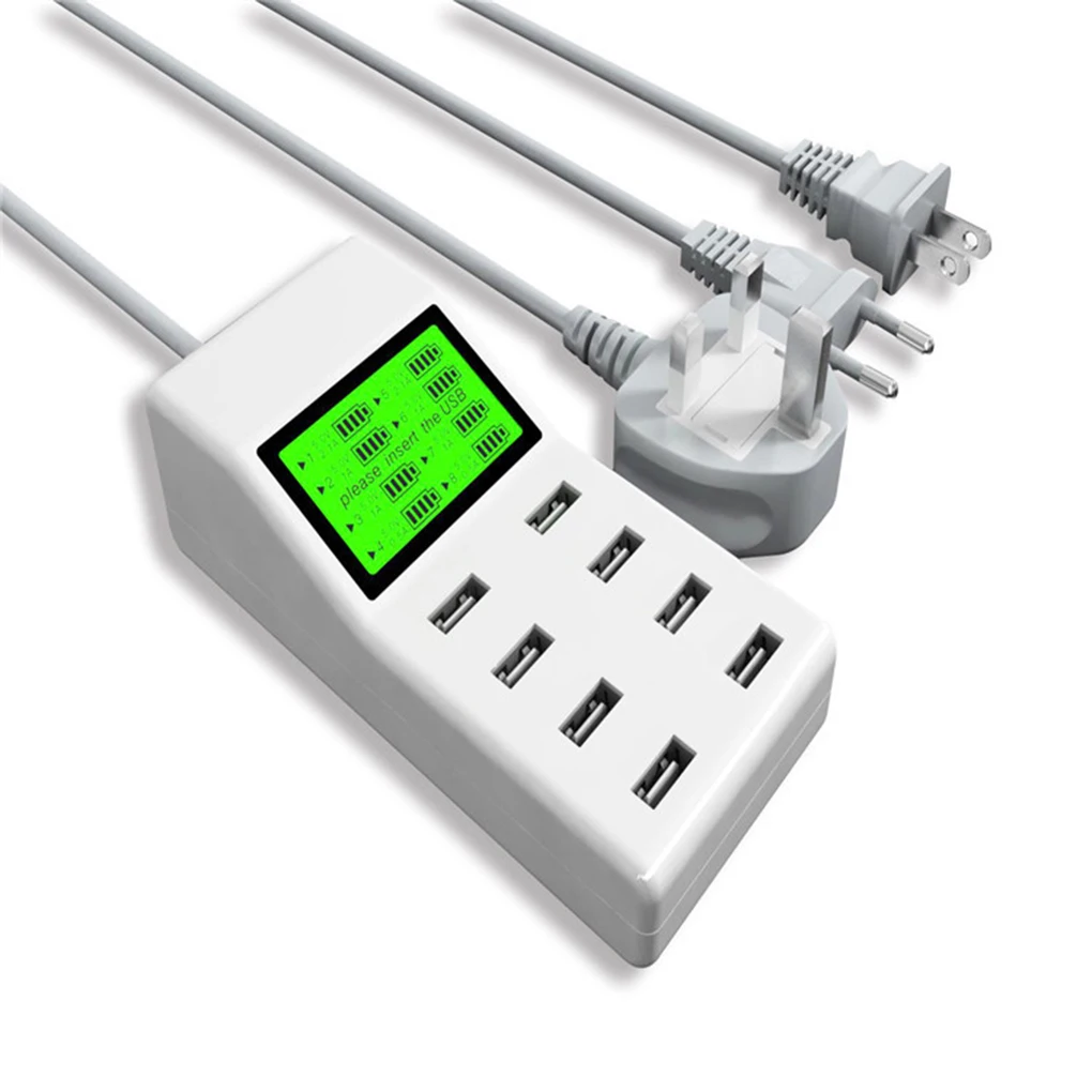 8 منافذ USB 40 W الهاتف المحمول اللوحي الشواحن الذكية شاشة الكريستال السائل الجهد الحالي شاشة شحن محول 8 منافذ USB 40 W الهاتف المحمول اللوحي الشواحن الذكية شاشة الكريستال السائل الجهد الحالي شاشة شحن محول