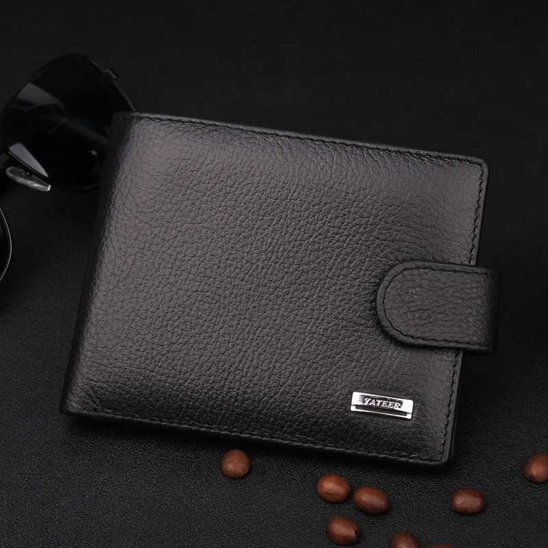 Genuine Cow Leather Men Wallets Money Clips Bifold Hash small bank Card