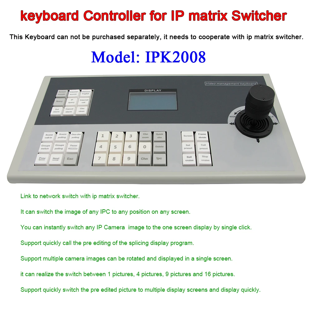 

RS485 Surveillance CCTV Joystick 3D PTZ Keyboard Controller Onvif for ip matrix switcher