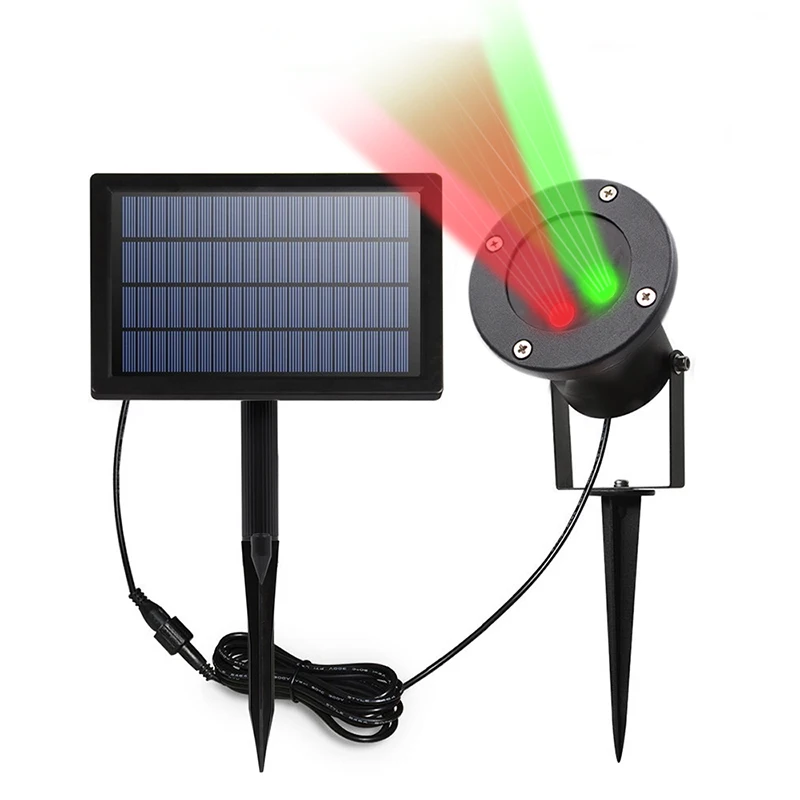 DCOO Laser Light Solar Projector Spotlights 2LED Red&Green Star Point Outdoor Lamp DJ Disco Lighting Garden Party Stage Decor