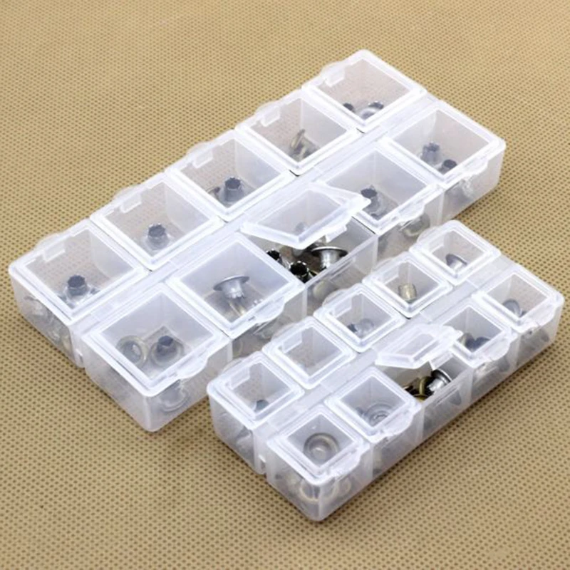 

1pcs Independent 10-grid Plastic Packaging Box For Mini Bookmark Paper Clip Stationery Holder Box Clear Jewelry Box Container