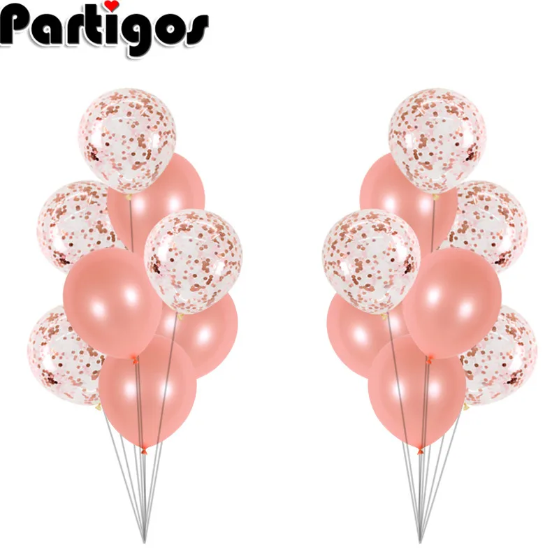

16pcs 12inch Rose Gold Confetti Latex Balloon Baby Shower DIY Love Helium Balloon Wedding Decor Birthday Party Supply Kids Toys