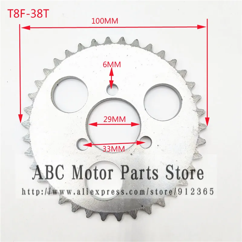 T8F-38T Задняя звездочка 29 мм серебро 38 зуб для 43cc 49cc Minimoto мопед скутеры 2 тактный двигатель карманный велосипед мини квадроцикл ATV