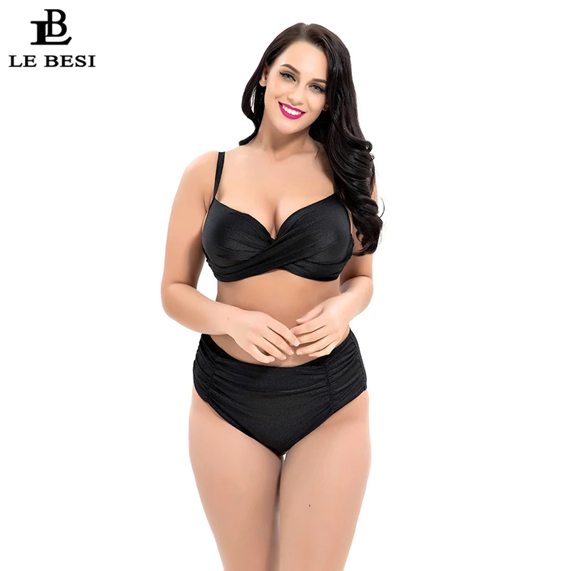 

LEBESI 2019 New Women's Bikini Set Plus Size Swimsuit Underwire Push Up Bikini High Waist Swimwear