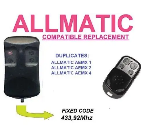 

ALLMATIC AEMX1, AEMX2, AEMX4 replacement remote control top quality