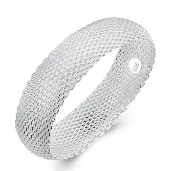 

6.5cm 925 Sterling Silver Bracelet Big Closed Net Fashion Round Shape Silver Bracelets & Bangles For Women Bangle Cuff Chain New