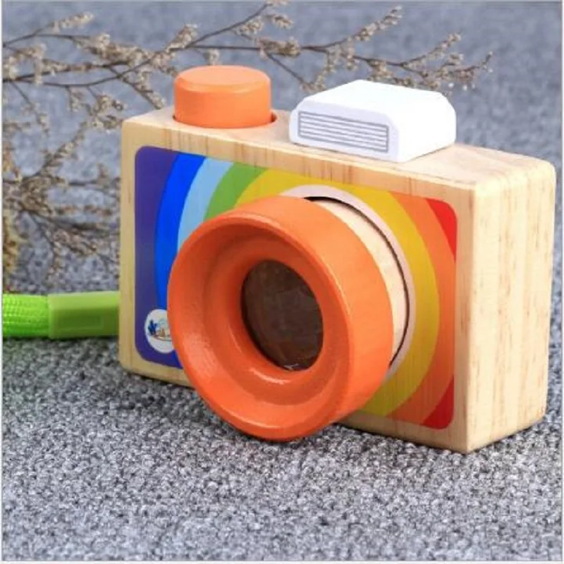 2018 Kids Wooden Toys Simulation Camera Kaleidoscope Educational Toys For Children Magic Kaleidoscope Learning Camera Toy Boys