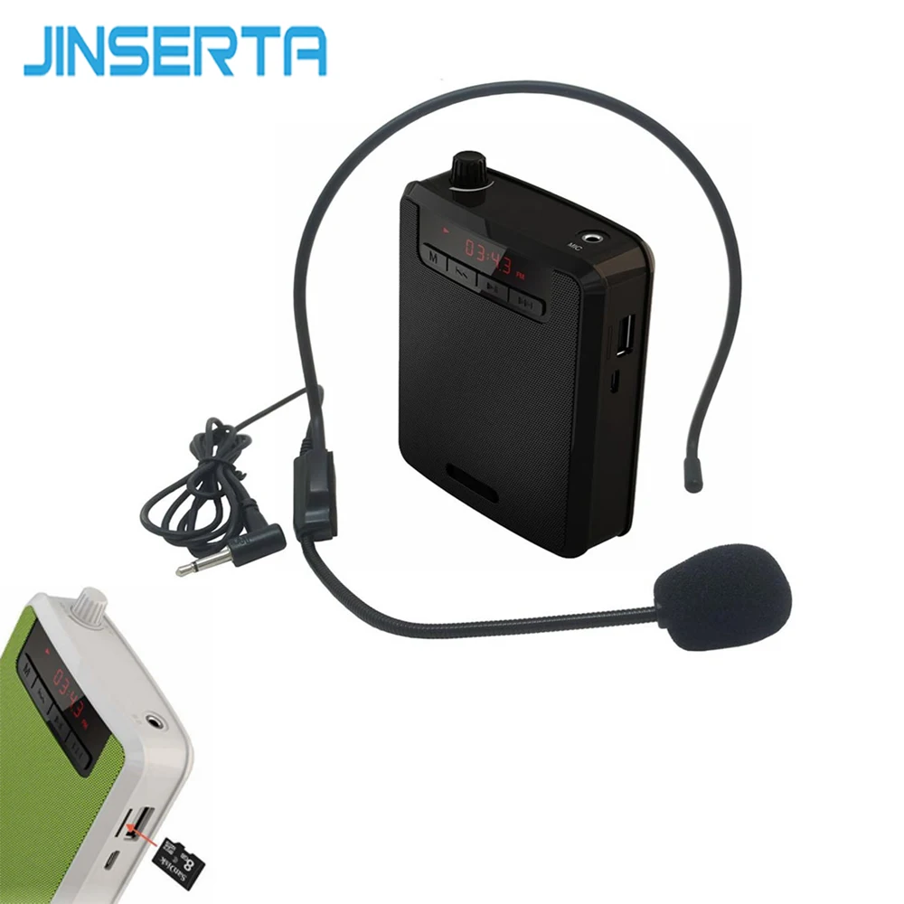 JINSERTA портативный усилитель голоса поясной ремень клип с FM TF MP3 Powerbank для учителя обучения гиды МегаФон