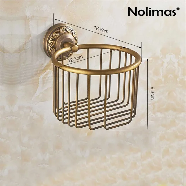 Antique Bathroom Hardware Set Toilet Paper Holder Towel Bar Toothbrush Holder Soap Dish Clothes Hook Copper Bathroom Accessories - Цвет: Paper Basket