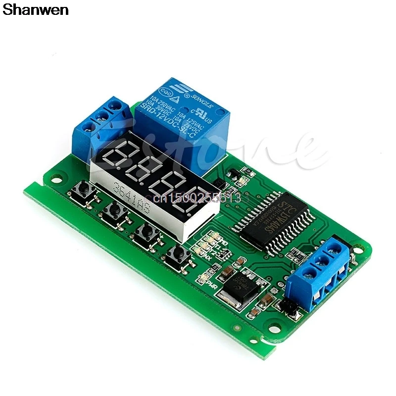 

DC 12V Multifunction Self-lock Relay PLC Cycle Timer Module Delay Time Switch
