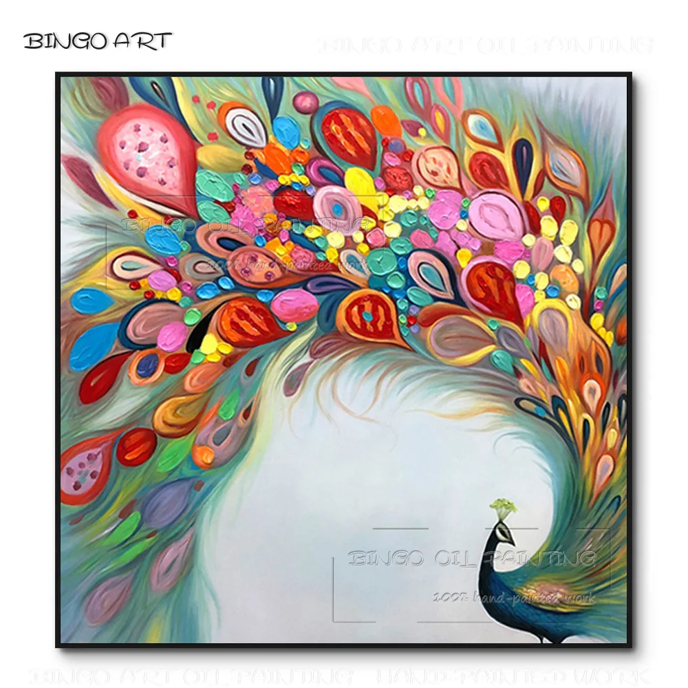 

Great Artist Hand-painted Cheap Price Peacock Oil Painting on Canvas Handmade Animal Artwork Peacock Picture for Wall Decoration