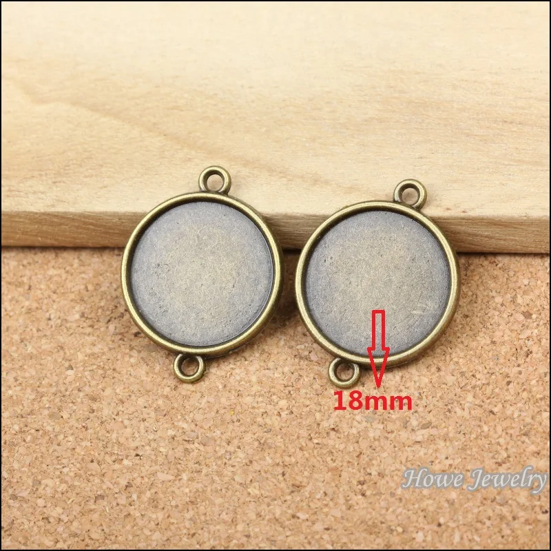 

90pcs round Cameo/Cabochon connector frame charm antique bronze fit for maxi Necklaces & Pendants 27*21mm (fit 18mm)