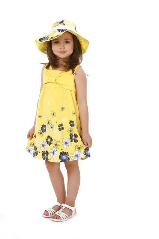 

2017New Girls dress/Summer sunshine design/Yellow with flower frock/5 sizes for about 2-6 years children 4