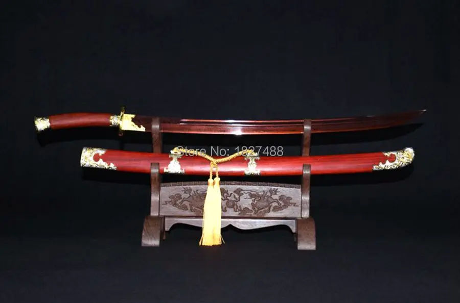Китайский меч ручной работы Katana Qing Dynasty Battle Dao складные стальные фитинги с красным