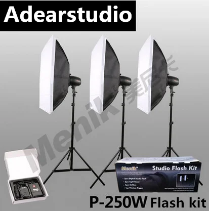 

Menik P-250W Studio Strobe Flash Light Kit with Light Stand Softbox Flash Trigger for Video Shooting Portrait Photography NO00DC