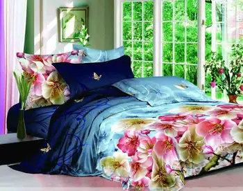 

3d printed peach blossom flower wedding bedding full queen size comforter sets Egyptian cotton 600TC bedroom decoration 4-5 pcs
