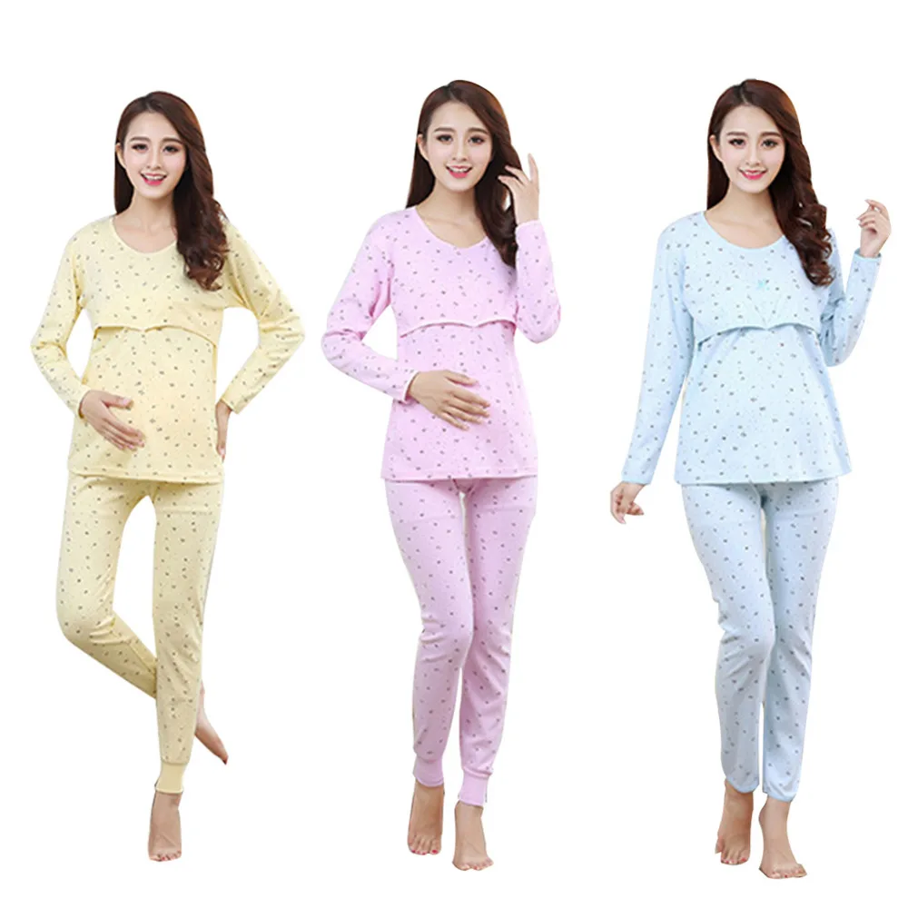 Buy Pregnant Women Breastfeeding Pajamas Set Cotton