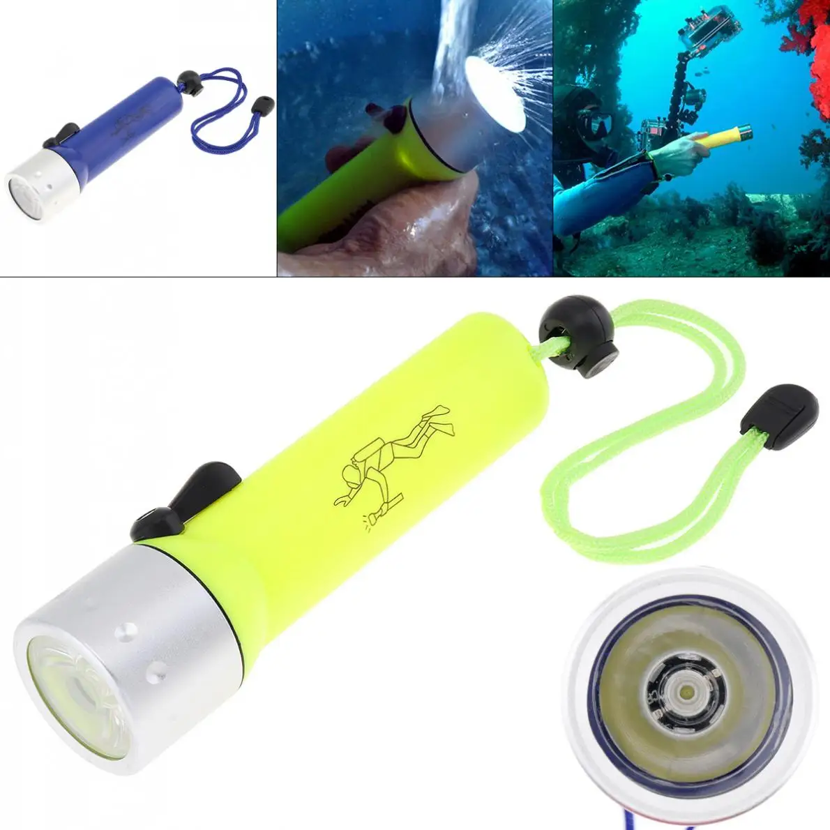 

LED Flashlight Torches Waterproof 18650 Underwater 50m Rechargeable LED Lamp Light Diving Flashlight for Diving Photography Vide