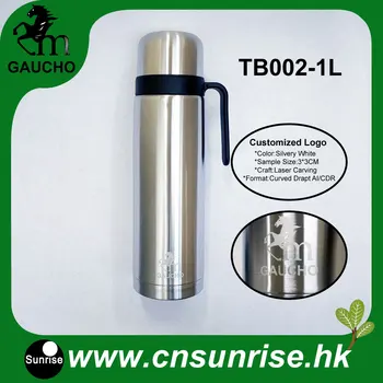 

100Pcs/Lot Uruguay Yerba Mate Thermos Stainless Vacuum Flask Bottle 1L Customized Logo Is Acceptable Yerba Mate Straw Gourds Set