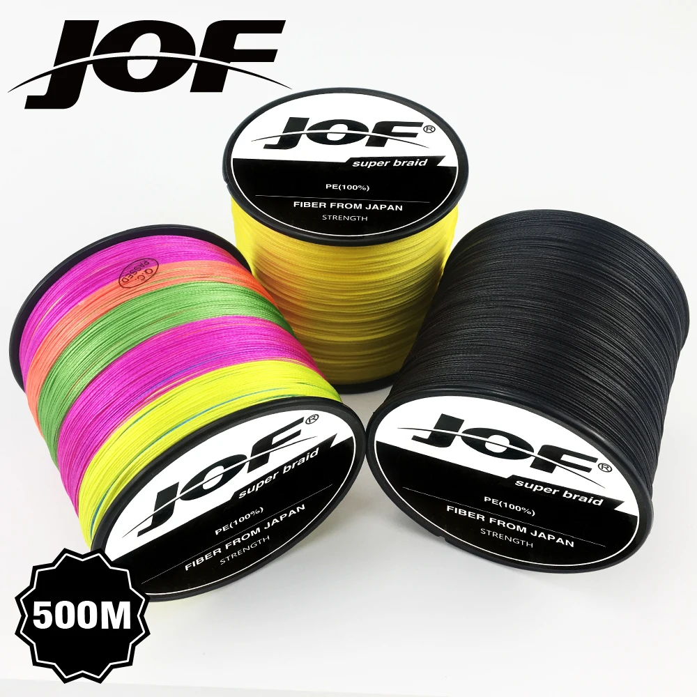 JOF 500 м 8 нитей 4 нити 10-80LB PE плетеный рыболовный провод Multifilament очень прочный рыболовный линия ЯПОНИЯ многоцветный