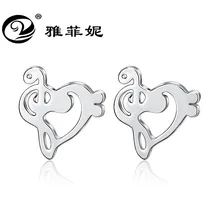 Заслуживаете того, чтобы играть роль новых сережек из стерлингового серебра s925 в форме сердца кулон музыка FuEr yiwu небольшой товар