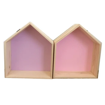 

Ins Nordic Style Multifunctional Wall Storage Rack Wooden Shelves Children Room Wood House Clapboard Shelves Craft Decoration