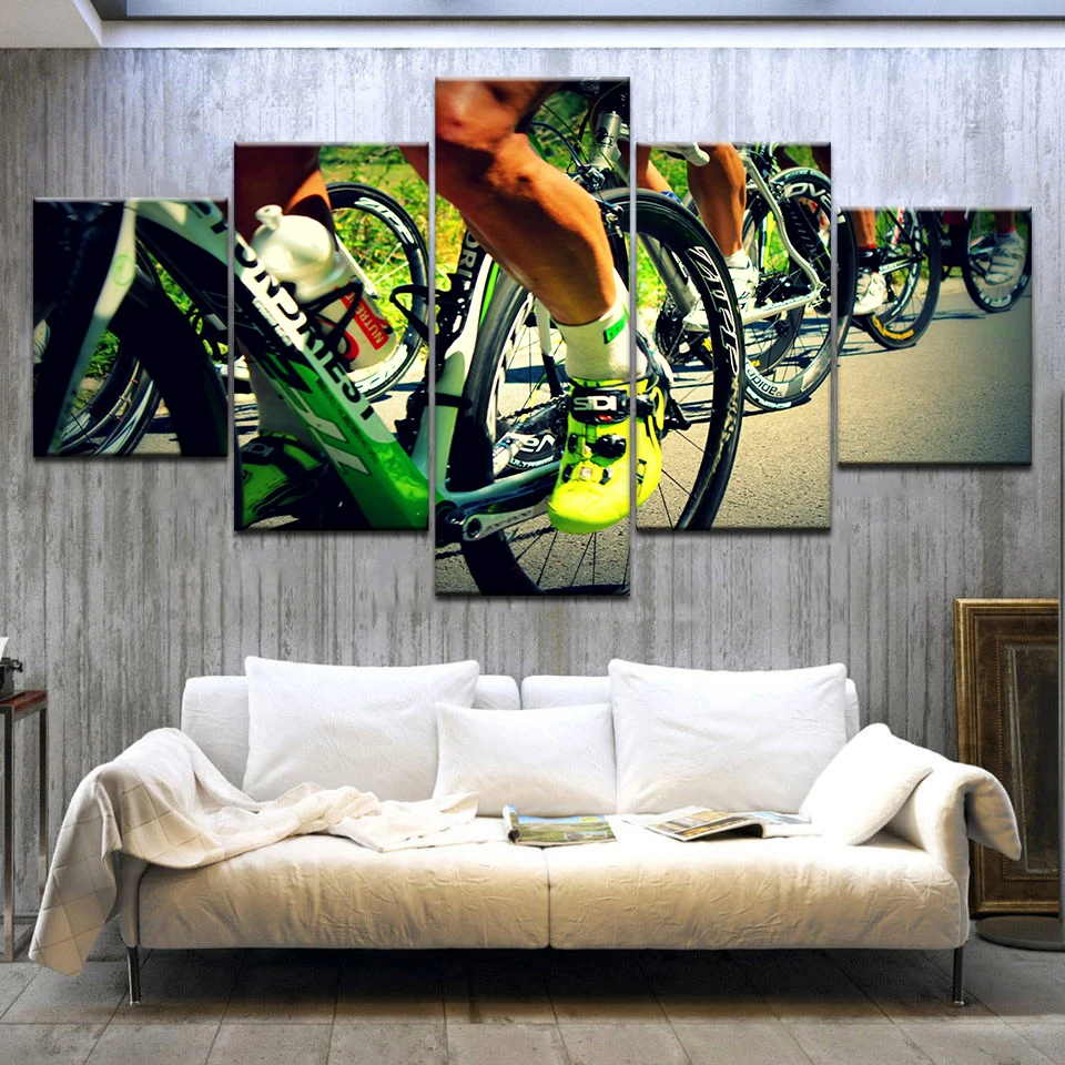 

Canvas Wall Art Poster Modern HD Home Decoration Living Room 5 Panel Bicycle Race Print Modular Painting Pictures Framework