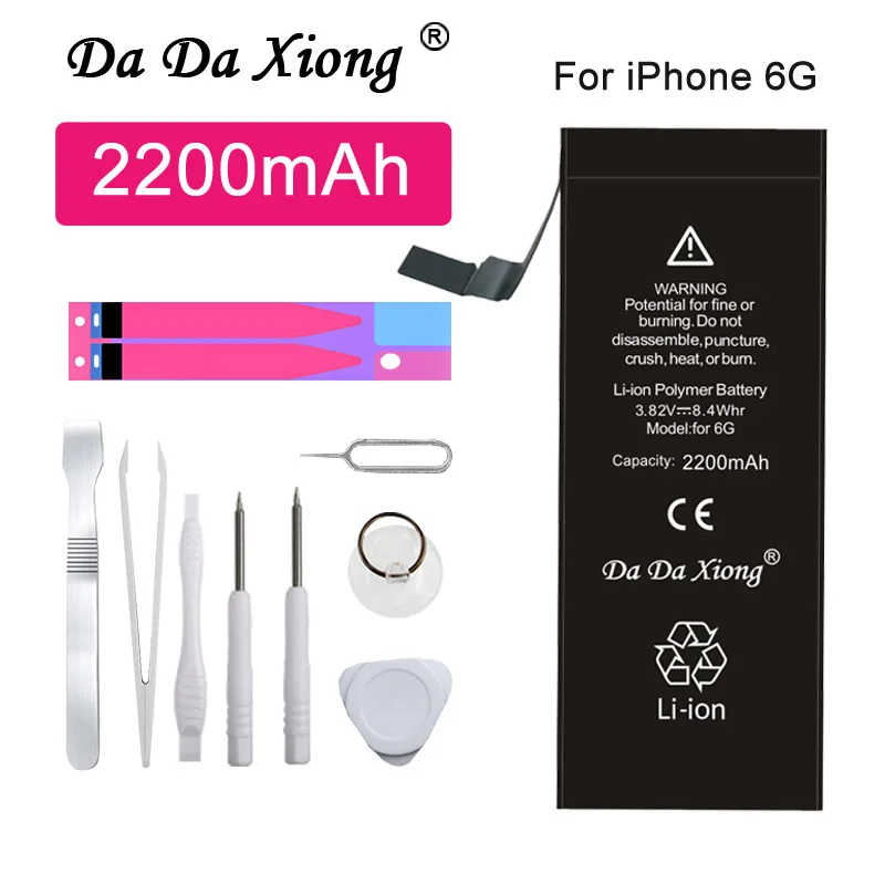 

Original Da Da Xiong Battery For iPhone 6 6G 2200mAh High Capacity Phone Replacement For iPhone6 6 G Batteries + Free Tools