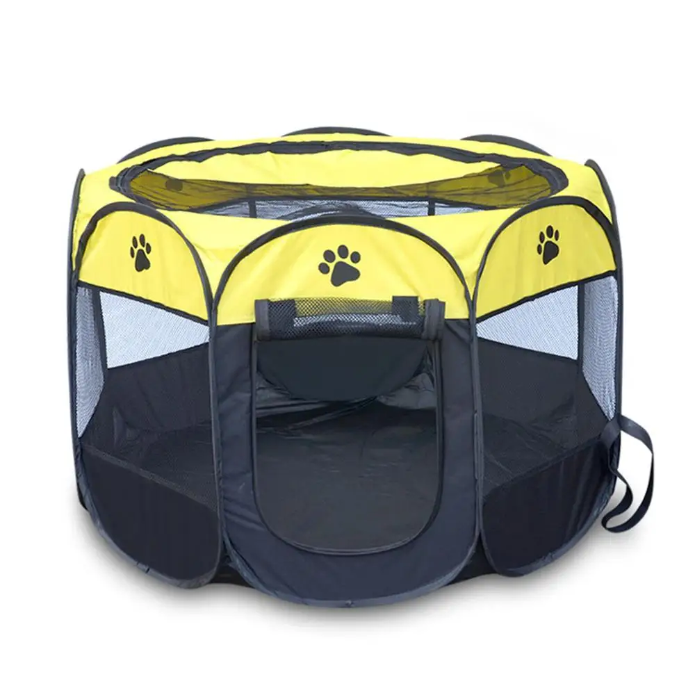 3 цвета, переносная клетка для домашних собак, складная собачья кошечка, уличная кровать, палатка, дышащая, большая, космическая, для маленьких средних собак - Цвет: Yellow with Black