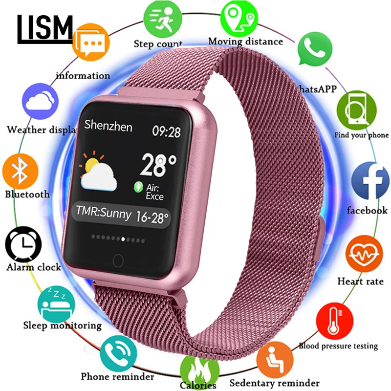 

2019 P68 Smart Watch Women Heart Rate Monitor Sport Waterproof Smartwatch Message Reminder Fitness Tracker for Android and IOS