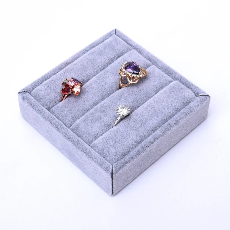 Gray Velvet Small Square Ring Display Tray Jewelry Display Tray Ring