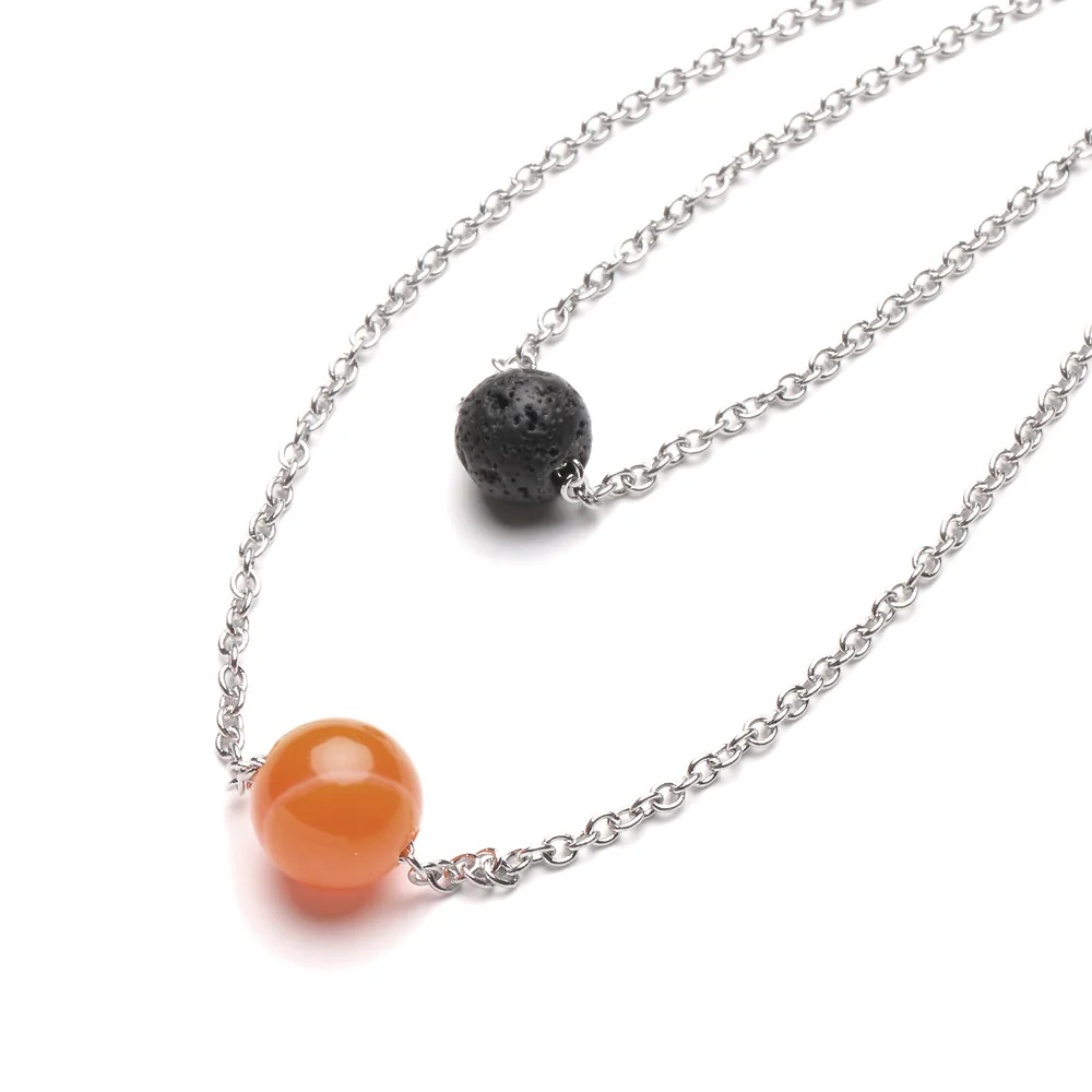 

7 Colors Double Layers 10MM Natural Chakras Stone 8mm Black Lava Bead Aromatherapy Essential Oil Diffuser Collar Jewelry Women