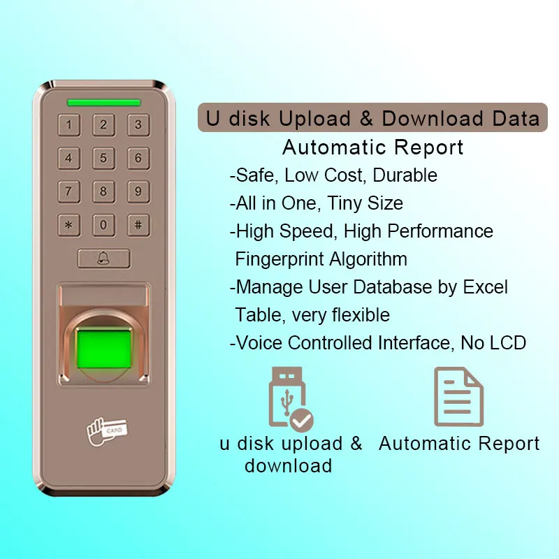 Biometric Fingerprint Door Lock USB Access Control Device Time Clock Entry Exit Recorder Employee Digital Machine Safe Home     