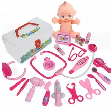 Дети ролевые игры игрушки игрушка «Доктор» аптечке звуковая и световая stethoscopehe термометр Пластик кукла модель подарок H24