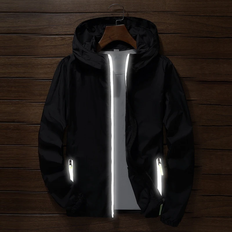 Oversize Men Windproof Cycling Jackets Male Male's Zip Thin Coat 2018 Autumn Sport Outdoor Hooded Waterproof Jackets Sportwear