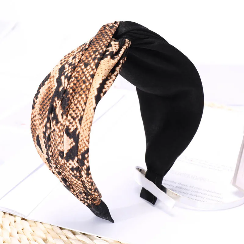 Модные женские леопардовые повязки на голову для девушек со змеиным принтом, повязка на голову, Женские аксессуары для волос, повязка на голову - Окраска металла: 11