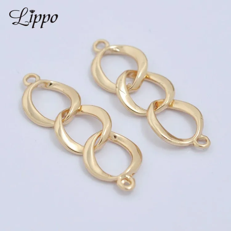 30pcs 8 Shape 24k Gold Copper Chain Connector Short Curb Link Chains