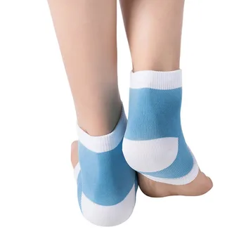 

1pair Toe-less Socks Gel Heel Socks Silicone Moisturizing Gel Heel Socks Cracked Foot Skin Care Soft Breathable Fabric Socks