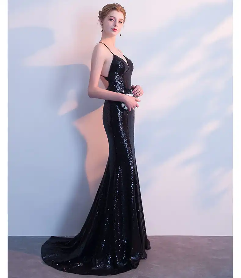 sequin black bridesmaid dress