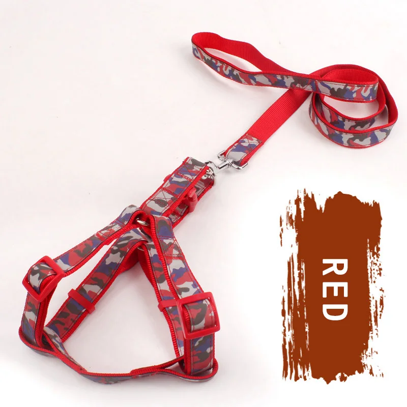 

Adjustable Dog Leash And Harness Set Camouflage Color Reflective Pet Dog Collar Harness for Dogs Outdoor Training For Small Dogs