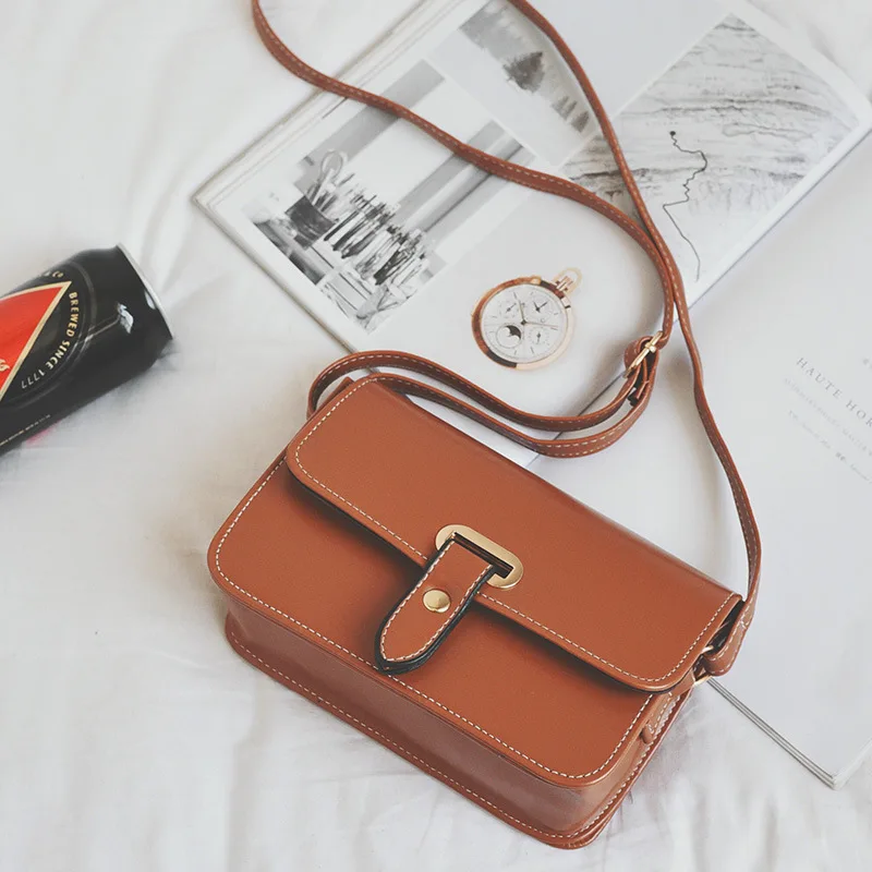 exquisite solid color belt wild shoulder simple casual luxury high quality retro fashion Messenger bag - Цвет: 4