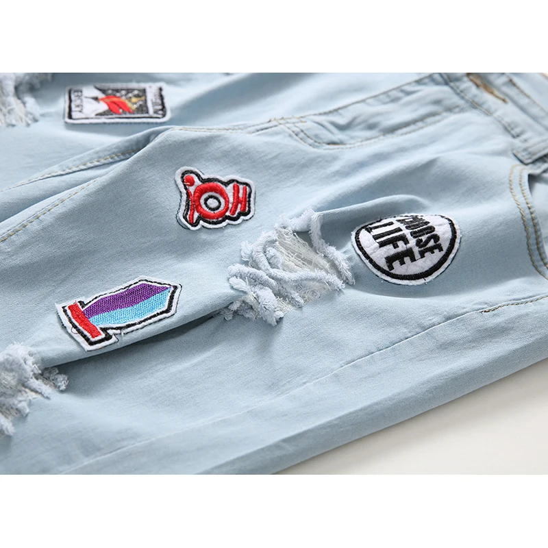Blue Ripped Distressed Denim Short Jeans 6 Blue Ripped Distressed Denim Short Jeans 6