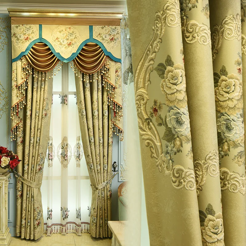 

Factory Direct New High-precision Jacquard Relief Curtain Living Room Bedroom High-grade European Curtains