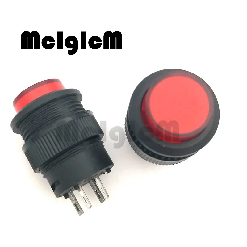 

Round Push Button Switch 3A 250V AC 4 pins on-off Momentary and Self-Lock With Red LED light