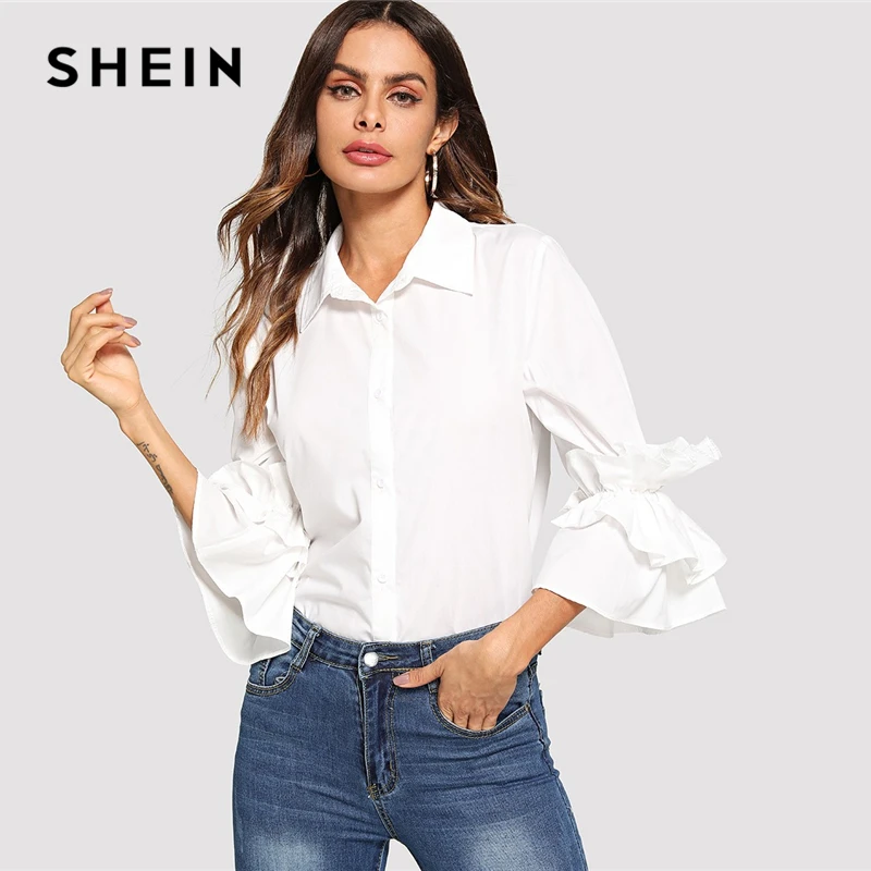 Aliexpress.com : Buy SHEIN White Tiered Layer Ruffle