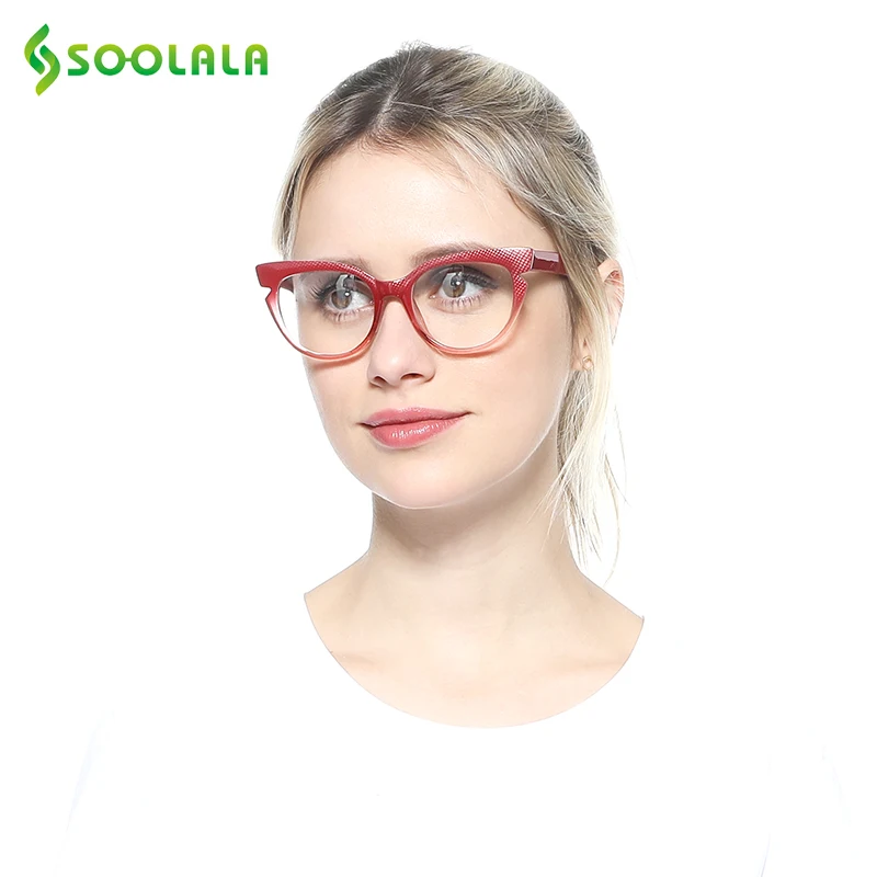 SOOLALA Cat Eye Reading Glasses Women Men Fashion Hit Color Eyeglasses Frame Presbyopia Reading Glasses Cateye +0.5 to 4.0
