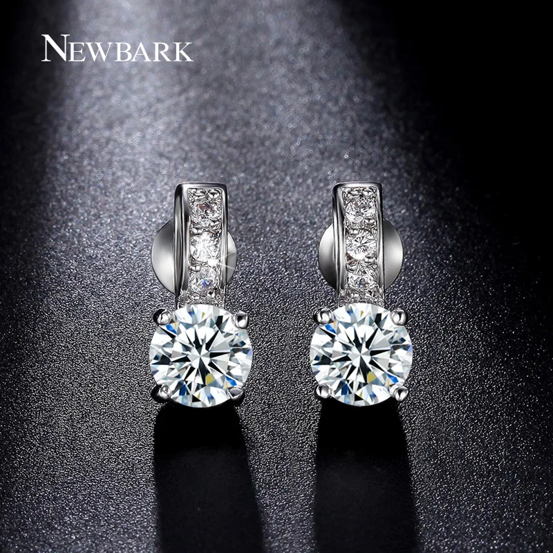 

NEWBARK Anti-allergic Crystal Rhinestone Stud Earrings Large Stones Fashion Cubic Zirconia Earing Boucle D'oreille Femme Jewelry