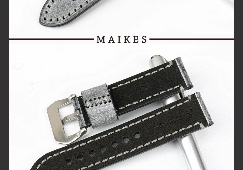 Ремешок MAIKES из натуральной кожи 22 мм 24 мм винтажный английский кожаный ремешок для часов аксессуары для часов Panerai