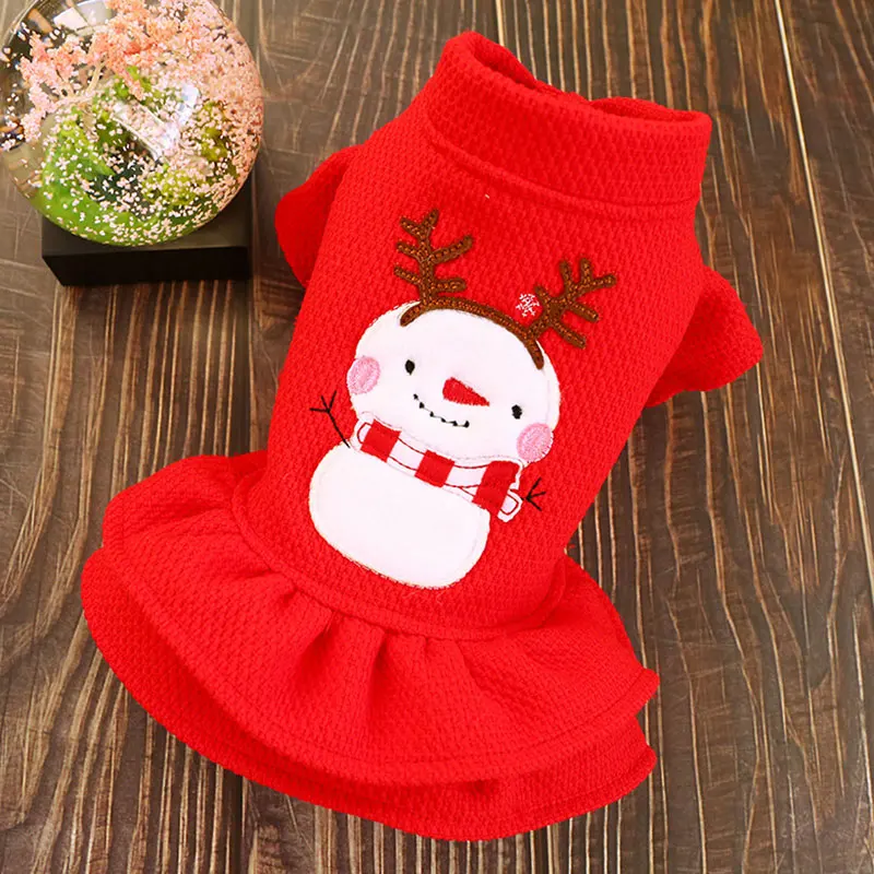 DOGGYZSTYLE Dog Clothes Christmas Red Princess Dress Xmas Winter Thicken Elk Skirt Apparel For Chihuahua French Bulldog